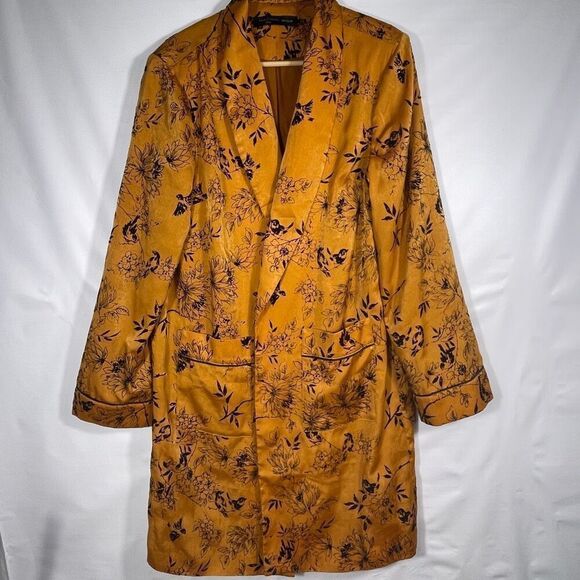 House of Harlow 1960 X Revolve Orange Black Floral Open Front Jaya Jacket Large - Picture 2 of 9